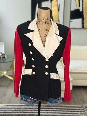Vintage 80s Impromptu Colorblock Tuxedo Style Blazer Jacket Size 9/10